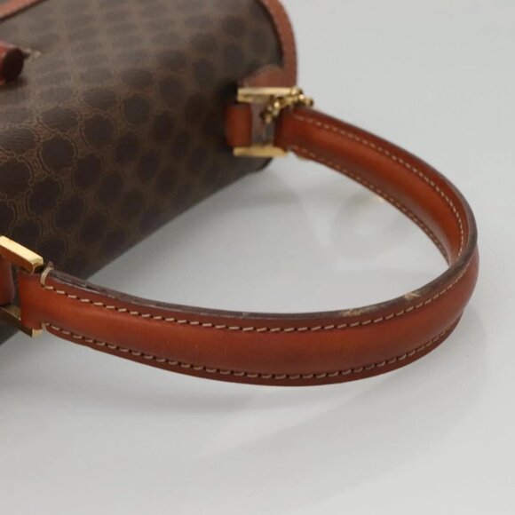 CELINE Macadam Canvas Hand Bag PVC Leather Brown Gold - Picture 7 of 15